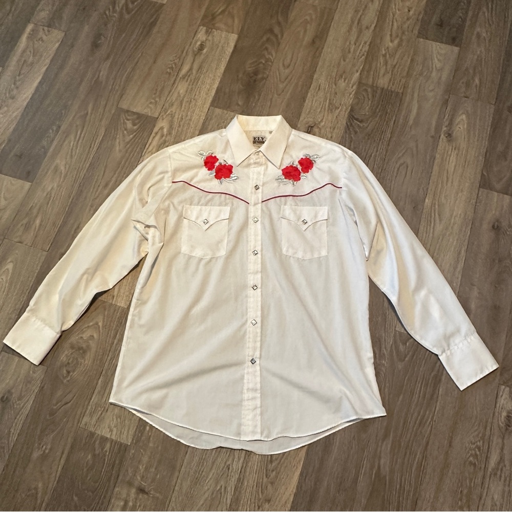 Ely Cattleman Red and White Casual Western Button Down Shirt